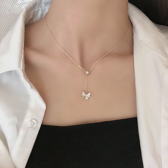 Diamond Butterfly Pendant Necklace - Picture 3 of 7